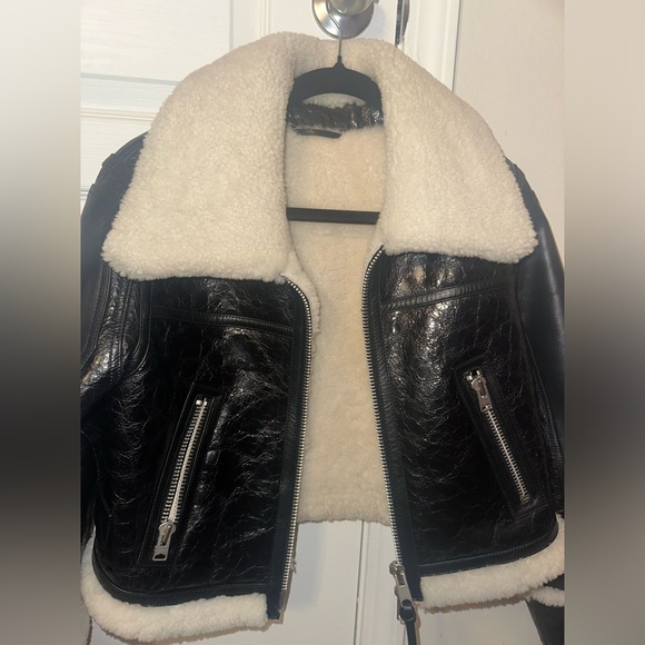 All Saints Shearling Jacket medium - Picture 2 of 12
